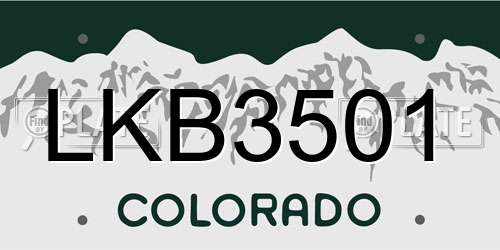 LKB3501 Colorado License Plate