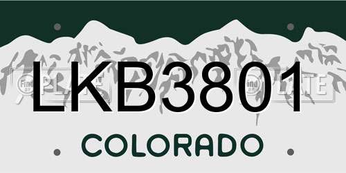 LKB3801 Colorado License Plate