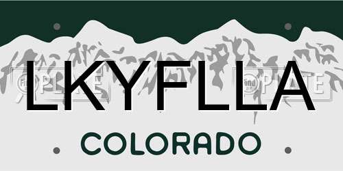 LKYFLLA Colorado License Plate
