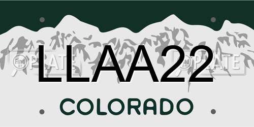 LLAA22 Colorado License Plate