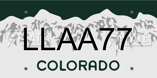 LLAA77 Colorado License Plate