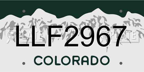 LLF2967 Colorado License Plate