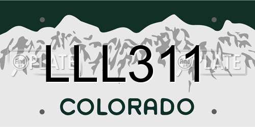 LLL311 Colorado License Plate