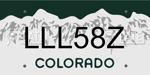 LLL58Z Colorado License Plate