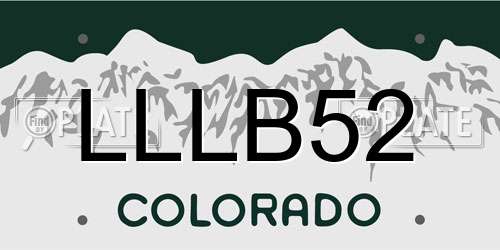 LLLB52 Colorado License Plate