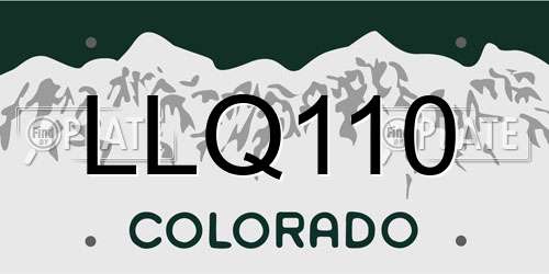 LLQ110 Colorado License Plate