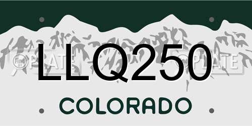 LLQ250 Colorado License Plate