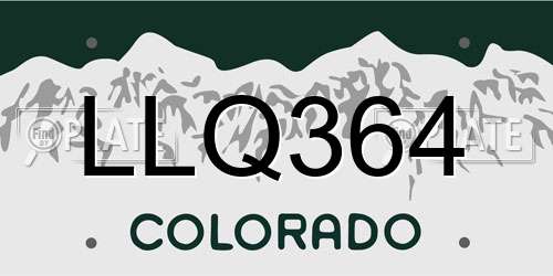 LLQ364 Colorado License Plate