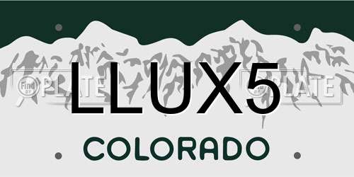 LLUX5 Colorado License Plate