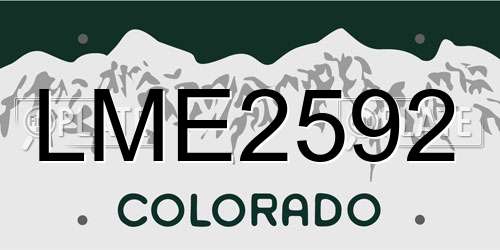 LME2592 Colorado License Plate