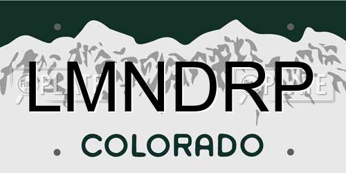 LMNDRP Colorado License Plate