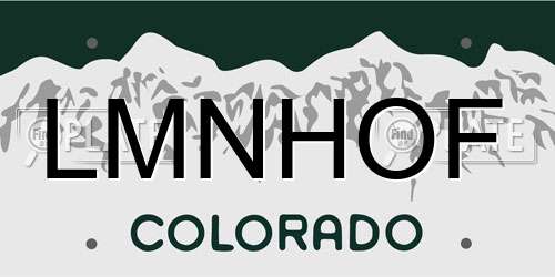 LMNHOF Colorado License Plate