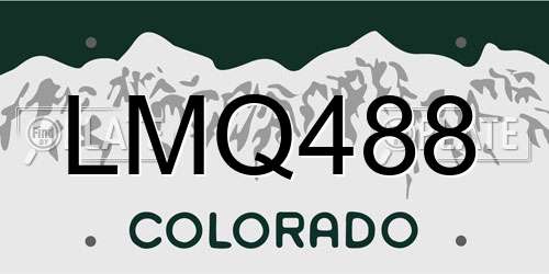 LMQ488 Colorado License Plate