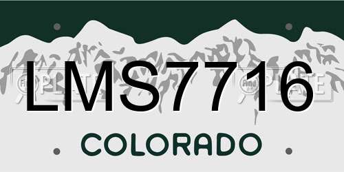 LMS7716 Colorado License Plate
