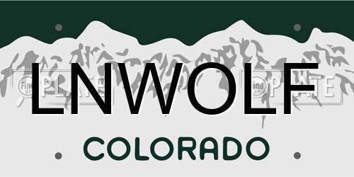 LNWOLF Colorado License Plate