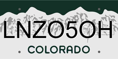 LNZO5OH Colorado License Plate