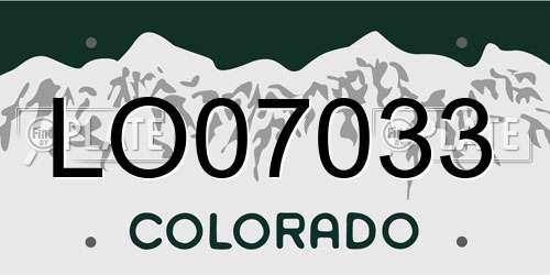 LO07033 Colorado License Plate