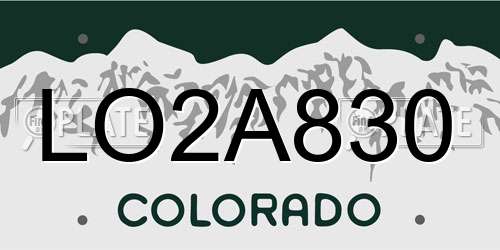 LO2A830 Colorado License Plate