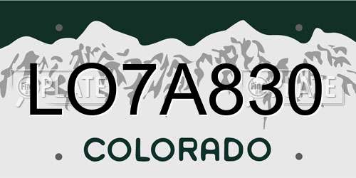 LO7A830 Colorado License Plate