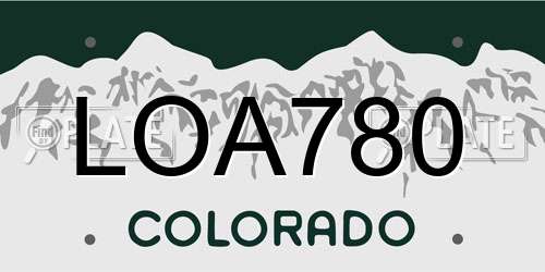 LOA780 Colorado License Plate