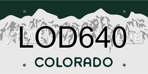 LOD640 Colorado License Plate