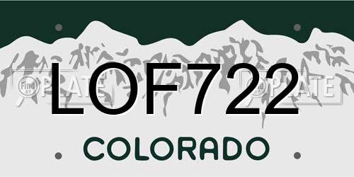 LOF722 Colorado License Plate