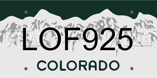 LOF925 Colorado License Plate