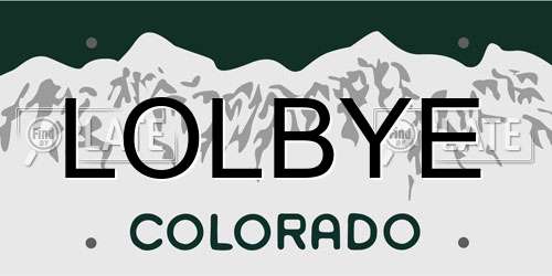 LOLBYE Colorado License Plate