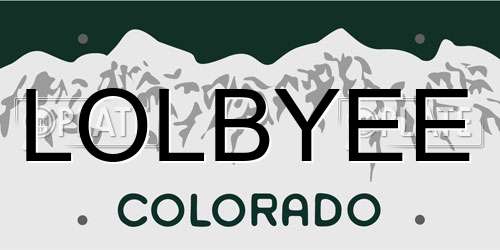 LOLBYEE Colorado License Plate