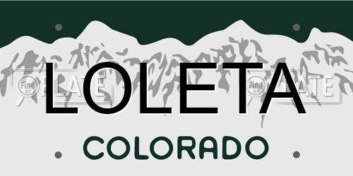 LOLETA Colorado License Plate