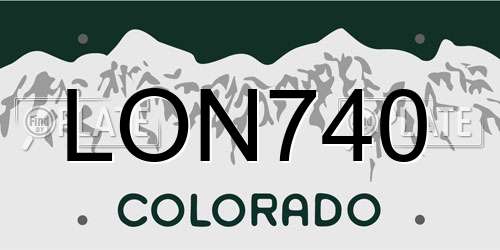 LON740 Colorado License Plate