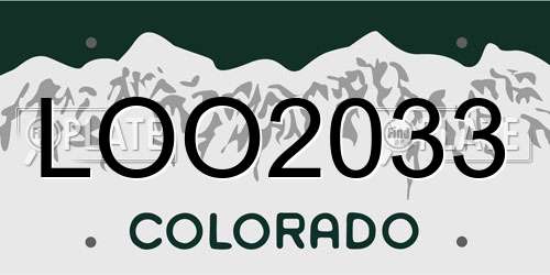LOO2033 Colorado License Plate