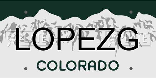 LOPEZG Colorado License Plate