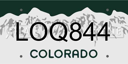 LOQ844 Colorado License Plate