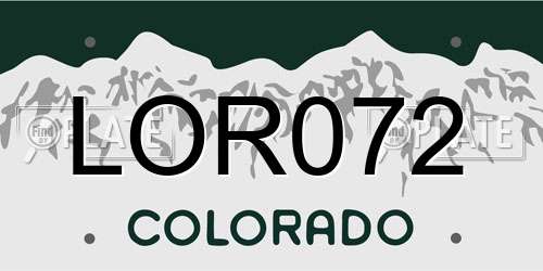 LOR072 Colorado License Plate