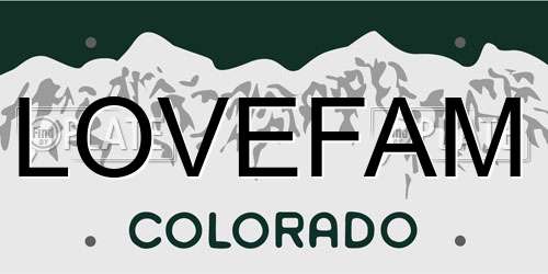 LOVEFAM Colorado License Plate