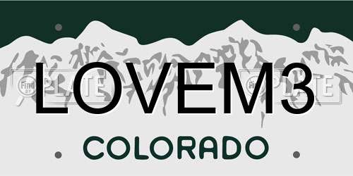 LOVEM3 Colorado License Plate