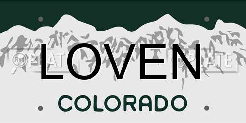 LOVEN Colorado License Plate