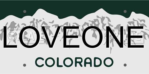 LOVEONE Colorado License Plate