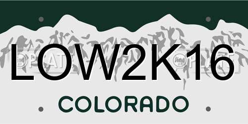 LOW2K16 Colorado License Plate