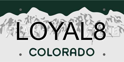 LOYAL8 Colorado License Plate