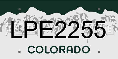 LPE2255 Colorado License Plate