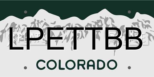 LPETTBB Colorado License Plate