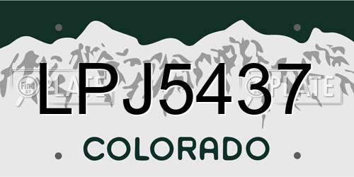 LPJ5437 Colorado License Plate