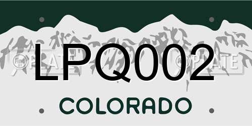 LPQ002 Colorado License Plate