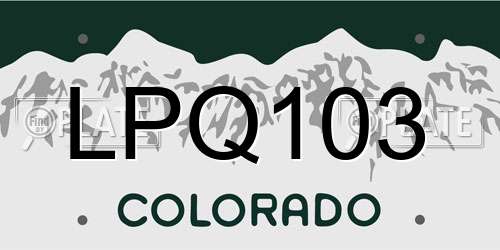 LPQ103 Colorado License Plate