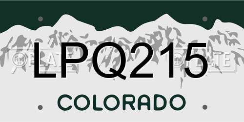 LPQ215 Colorado License Plate