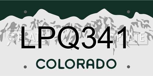 LPQ341 Colorado License Plate