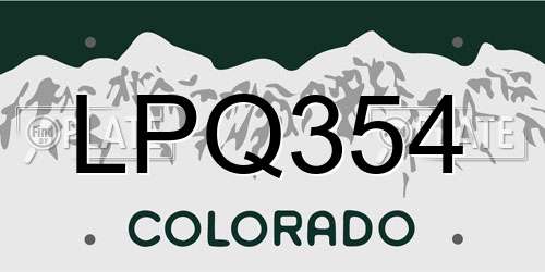 LPQ354 Colorado License Plate