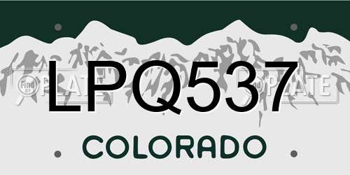 LPQ537 Colorado License Plate